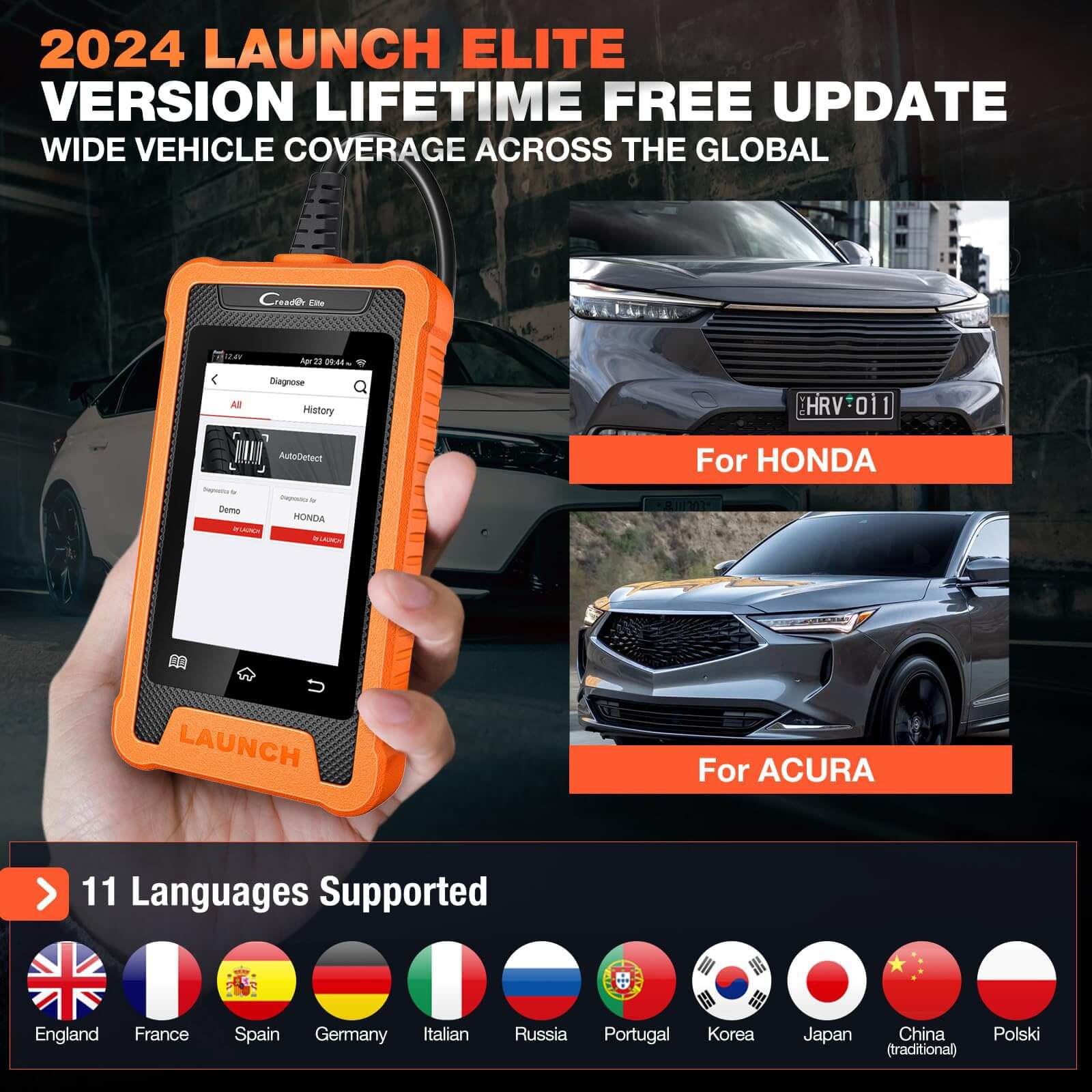 LAUNCH X431 Creader Elite For HONDA OBD2 Scanner Bi directional Diagnostic Tool Professional Code Reader(Support Acura, Dongfeng Honda, GAC Honda) - Image 3