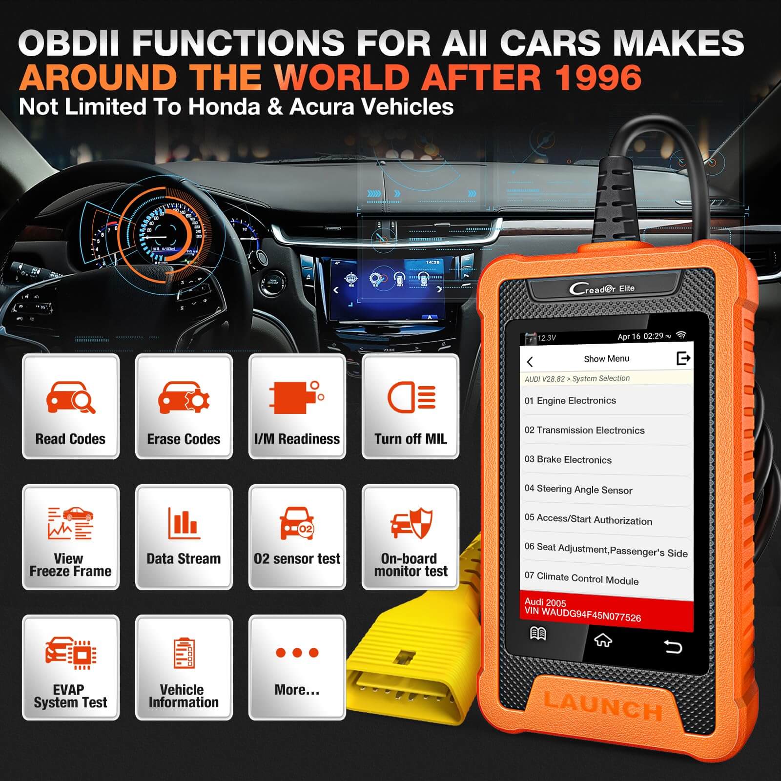 LAUNCH X431 Creader Elite For HONDA OBD2 Scanner Bi directional Diagnostic Tool Professional Code Reader(Support Acura, Dongfeng Honda, GAC Honda) - Image 5