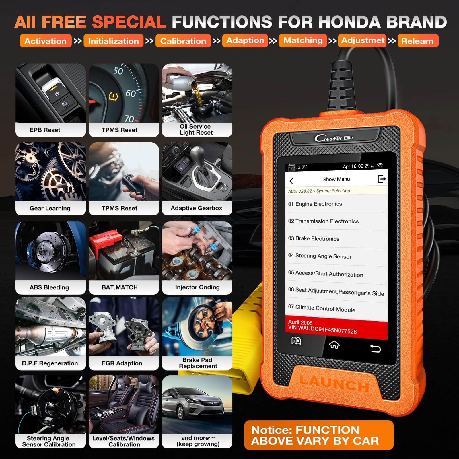LAUNCH X431 Creader Elite For HONDA OBD2 Scanner Bi directional Diagnostic Tool Professional Code Reader(Support Acura, Dongfeng Honda, GAC Honda) - Image 6