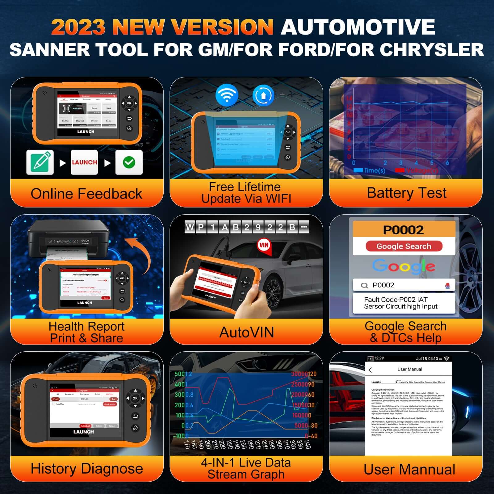 2025 LAUNCH X431 Creader Elite V2.0 for Ford/GM/Chrysler  Diagnostic Scanner  Bi Directional Scan Tool FGC Code Reader - Image 6