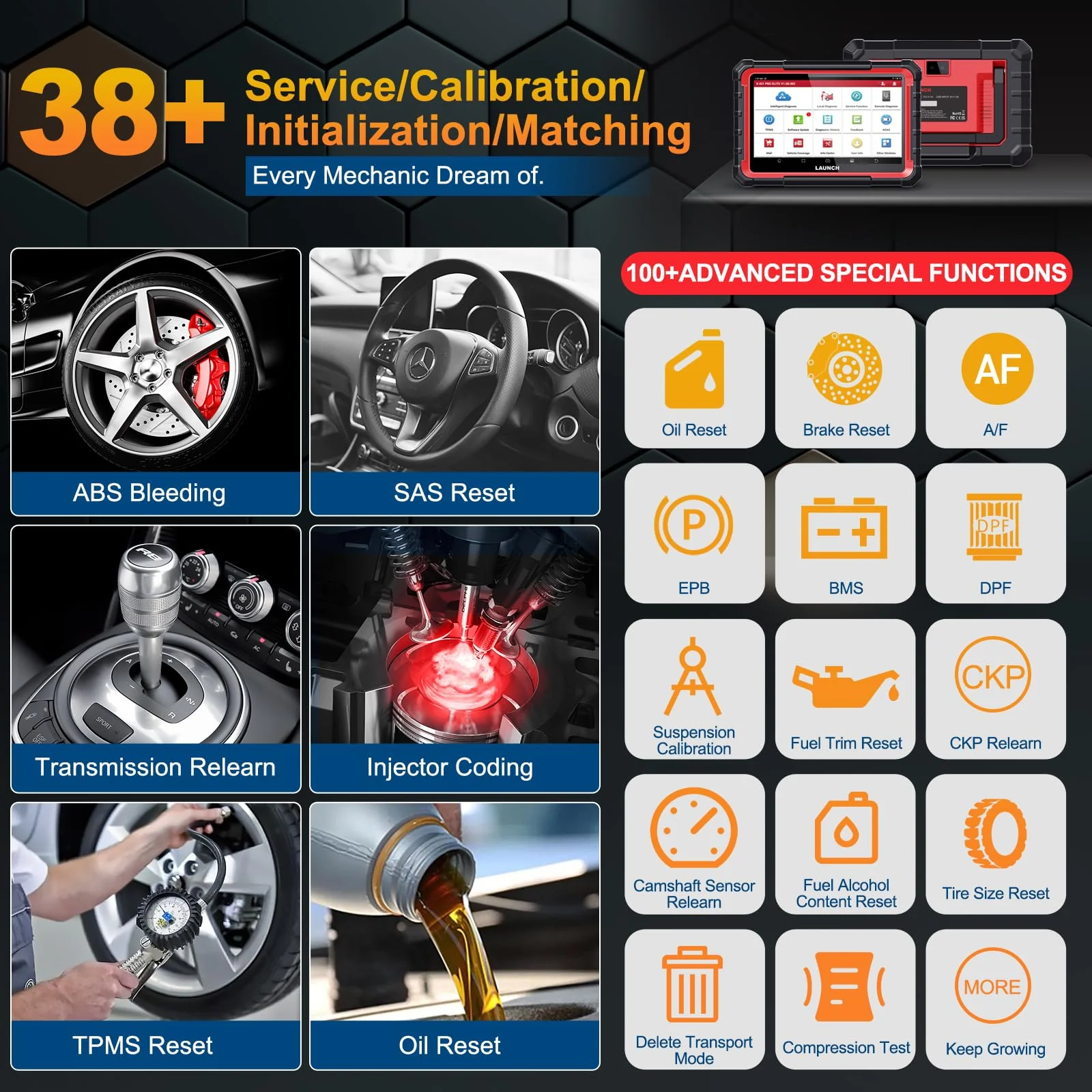 2025 LAUNCH X431 PRO Elite Launch Diagnostic Tool, Bi-Directional obd2 code reader, ECU Online Coding, Full System, 37+ Resets Services, CANFD DOIP, FCA, Key Program, with 2 Years Update - Image 3