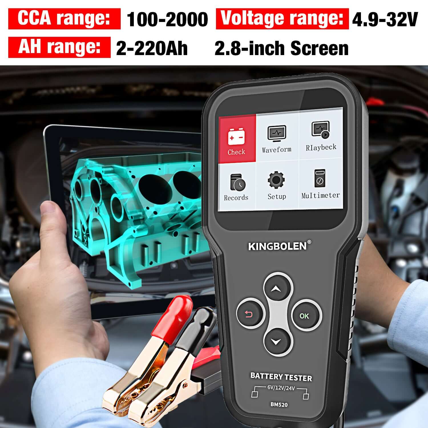 KINGBOLEN® BM520 6V 12V 24V Auto Battery Tester - Image 8