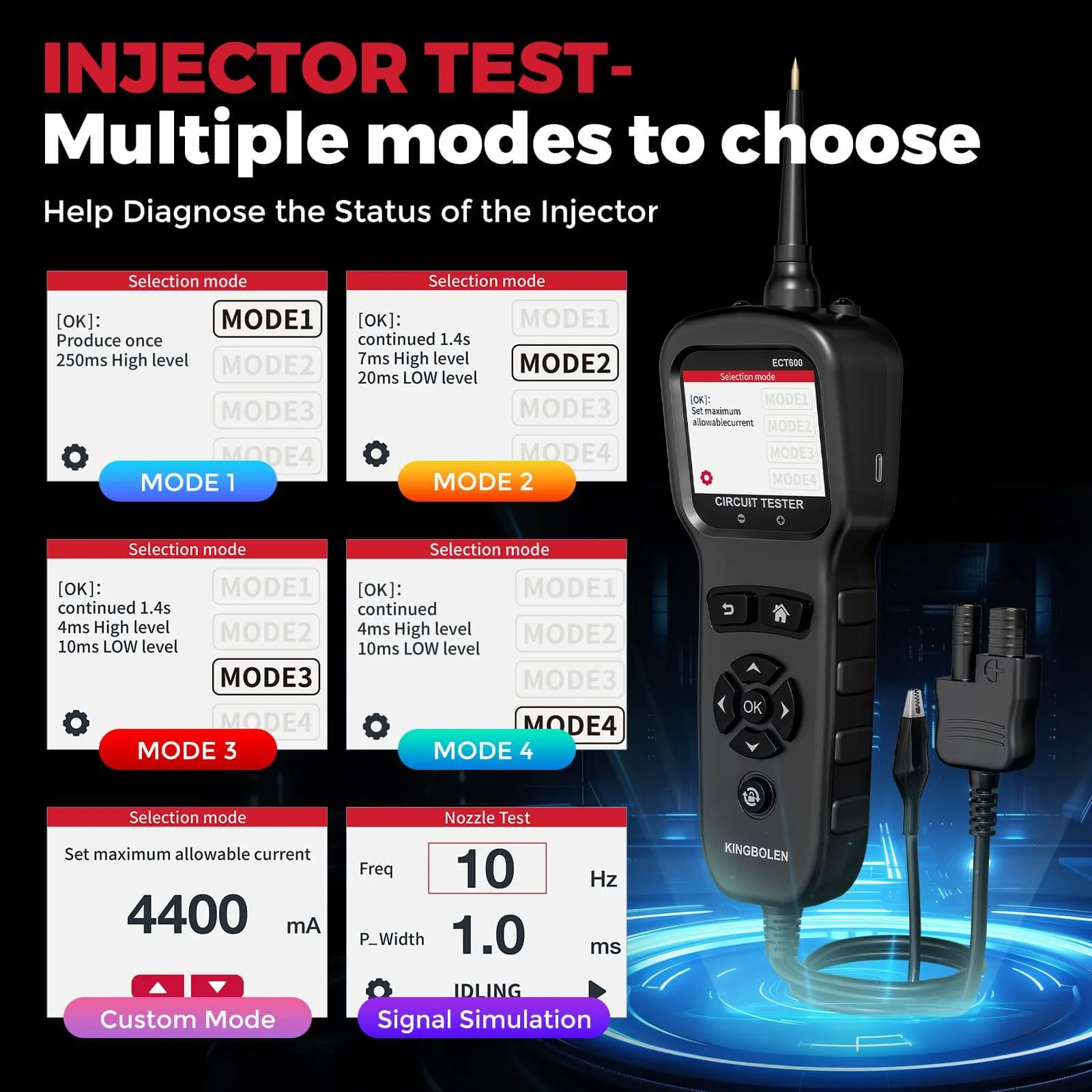 KINGBOLEN ECT600 12/24V Car Battery Tester Multi-function Battery Analyzer 0-80V DC With 10m Extension Cord - Image 6
