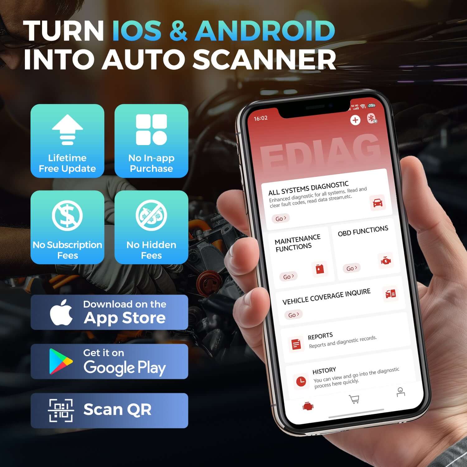 KINGBOLEN EDIAG ELITE Free Update CANFD&FCA All System Diagnostic Tool Bidirectional Test OBD2 Scanner - Image 8
