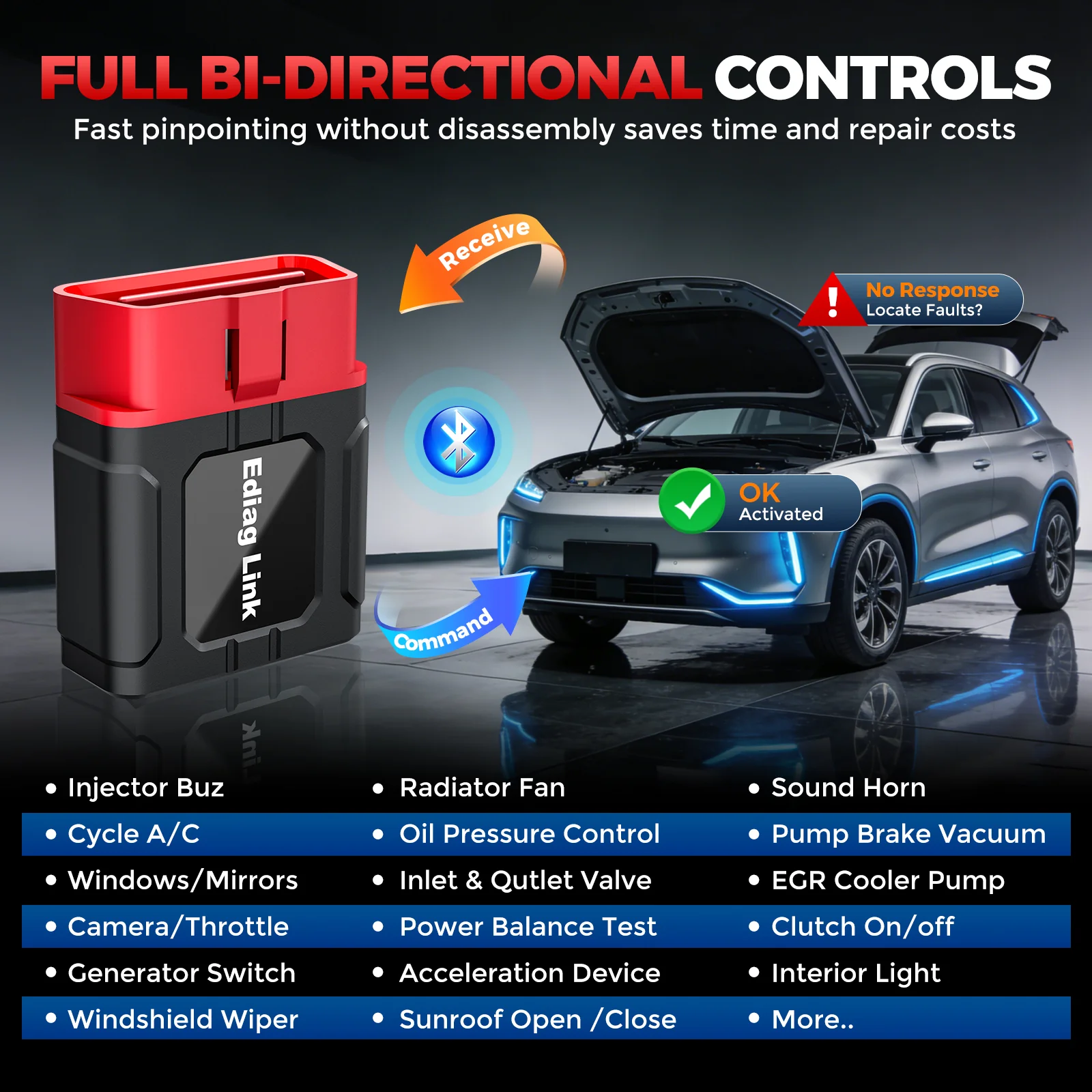 KINGBOLEN Ediag Link All-System Diagnostic Tool with Bi-Directional Control & CAN FD/FCA Support - Image 5