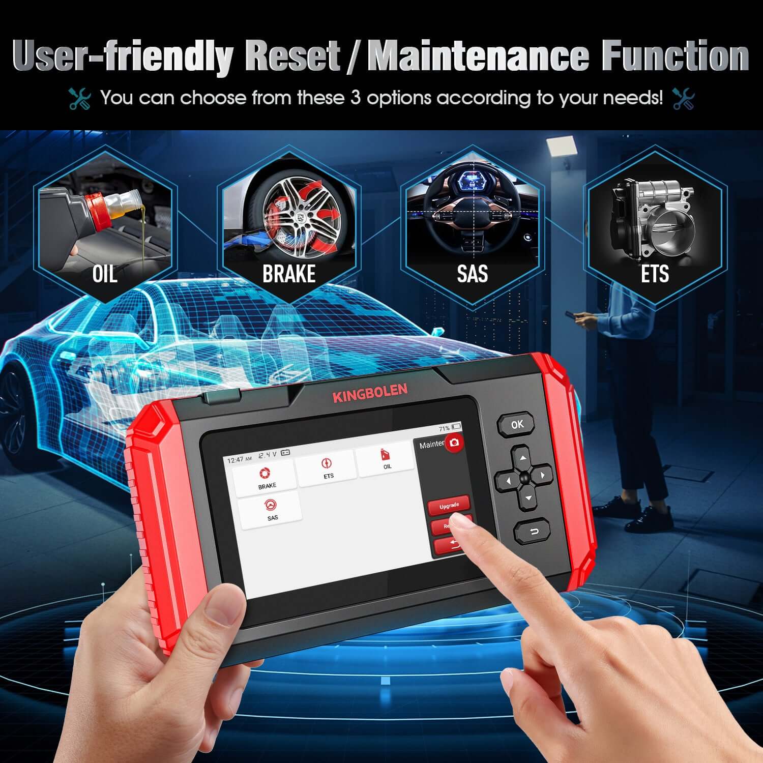 KINGBOLEN® S500 S600 S800 4 Systems OBD2 Scanner with Reset Functions - Image 3