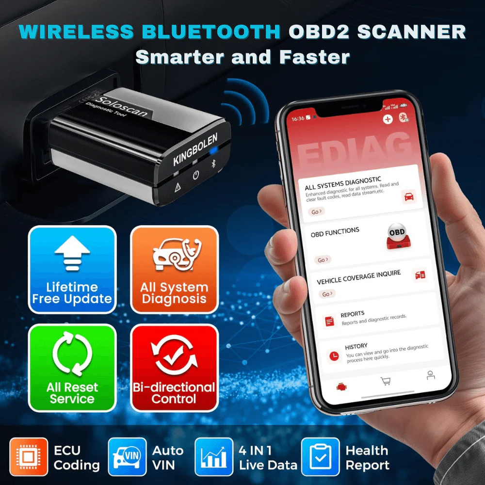 KINGBOLEN SOLOSCAN OBD2 Bluetooth Scanner for GM & Chevrolet– Lifetime Free Updates, Bi-Directional Control, ECU Coding & Full System Diagnostics - Image 3