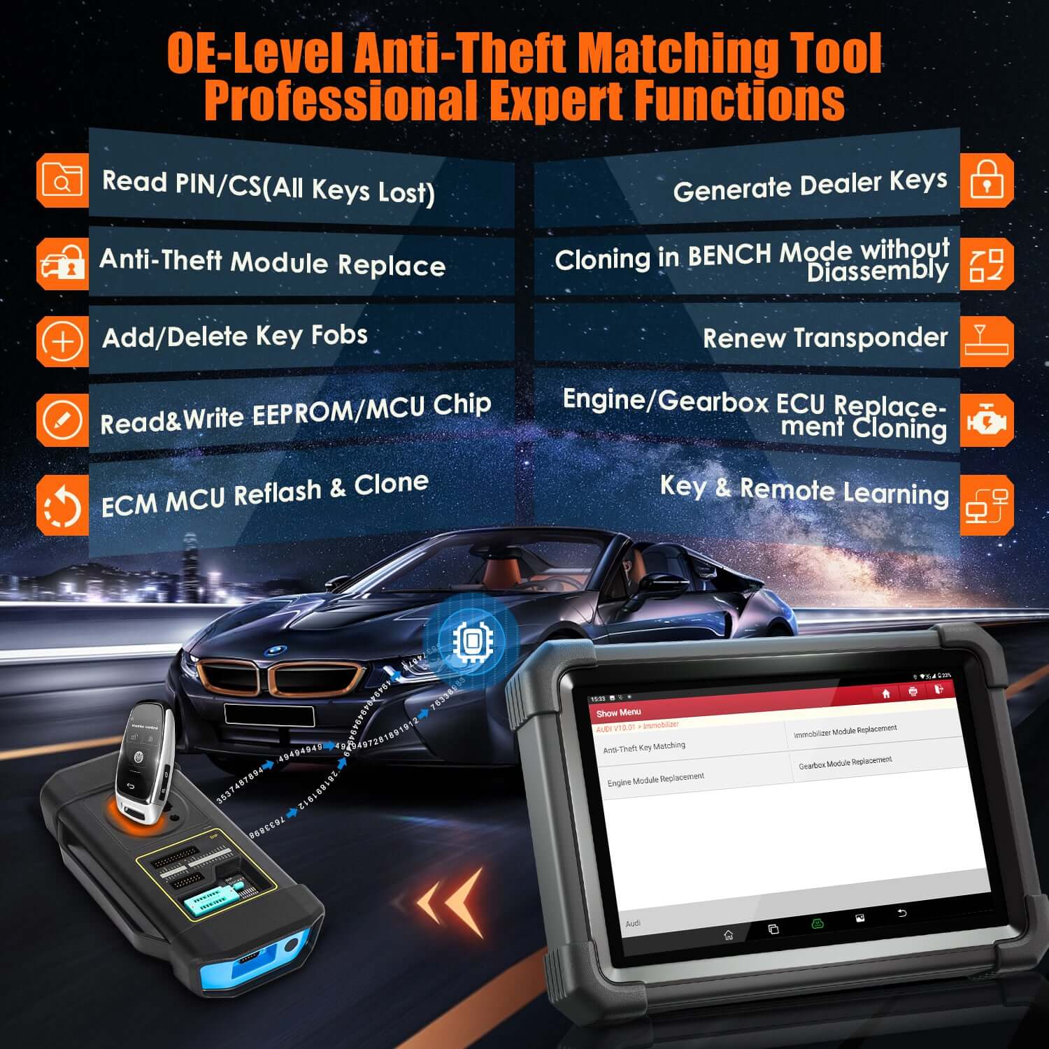 LAUNCH® X431 IMMO Plus Key Programmer All-In-One Bi-directional and ECU Coding OBD2 Scanner OE-Level All System Diagnoses - Image 7