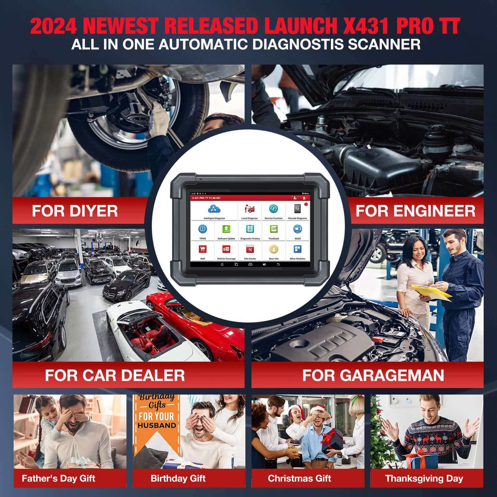 LAUNCH® X431 PRO TT Bidirectional Scan Tool with DBSCar VII Connector,37+ Reset for All Cars,ECU Online Coding,CANFD Key IMMO, - Image 9