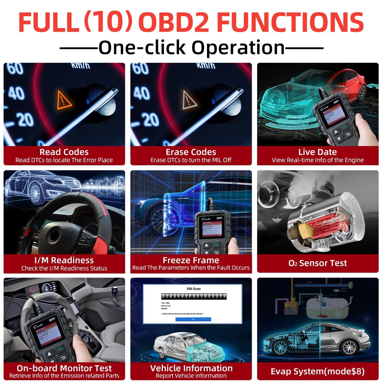 LAUNCH® Creader 3001 OBD2 Scanner Engine Fault Code Reader - Image 3