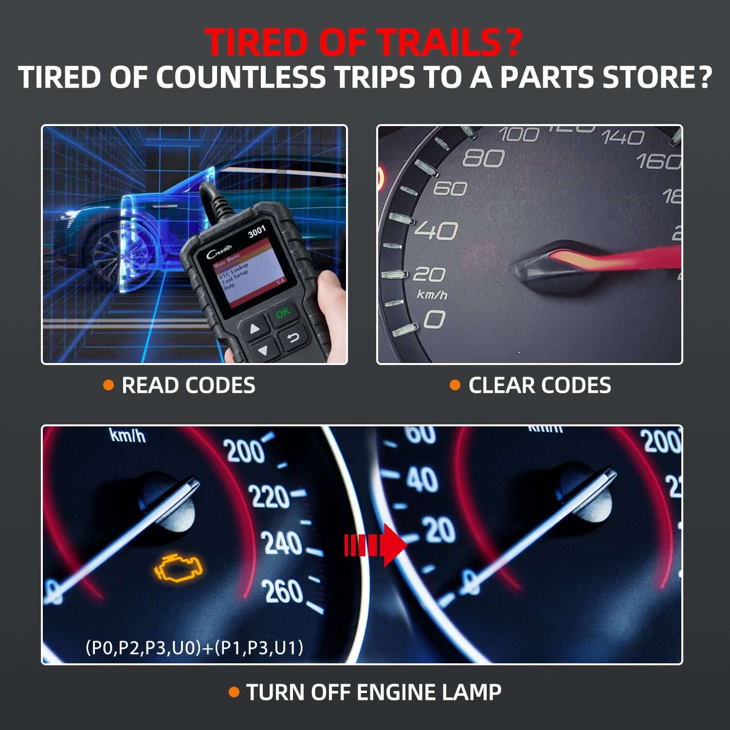 LAUNCH® Creader 3001 OBD2 Scanner Engine Fault Code Reader - Image 7