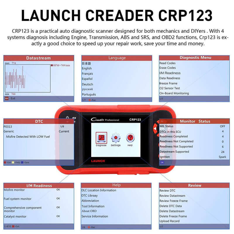 LAUNCH CRP123 OBD2 Scanner – Engine, ABS, SRS, Transmission Code Reader, Full OBDII Diagnostic Tool with Live Data Graph & Lifetime Free Updates - Image 7