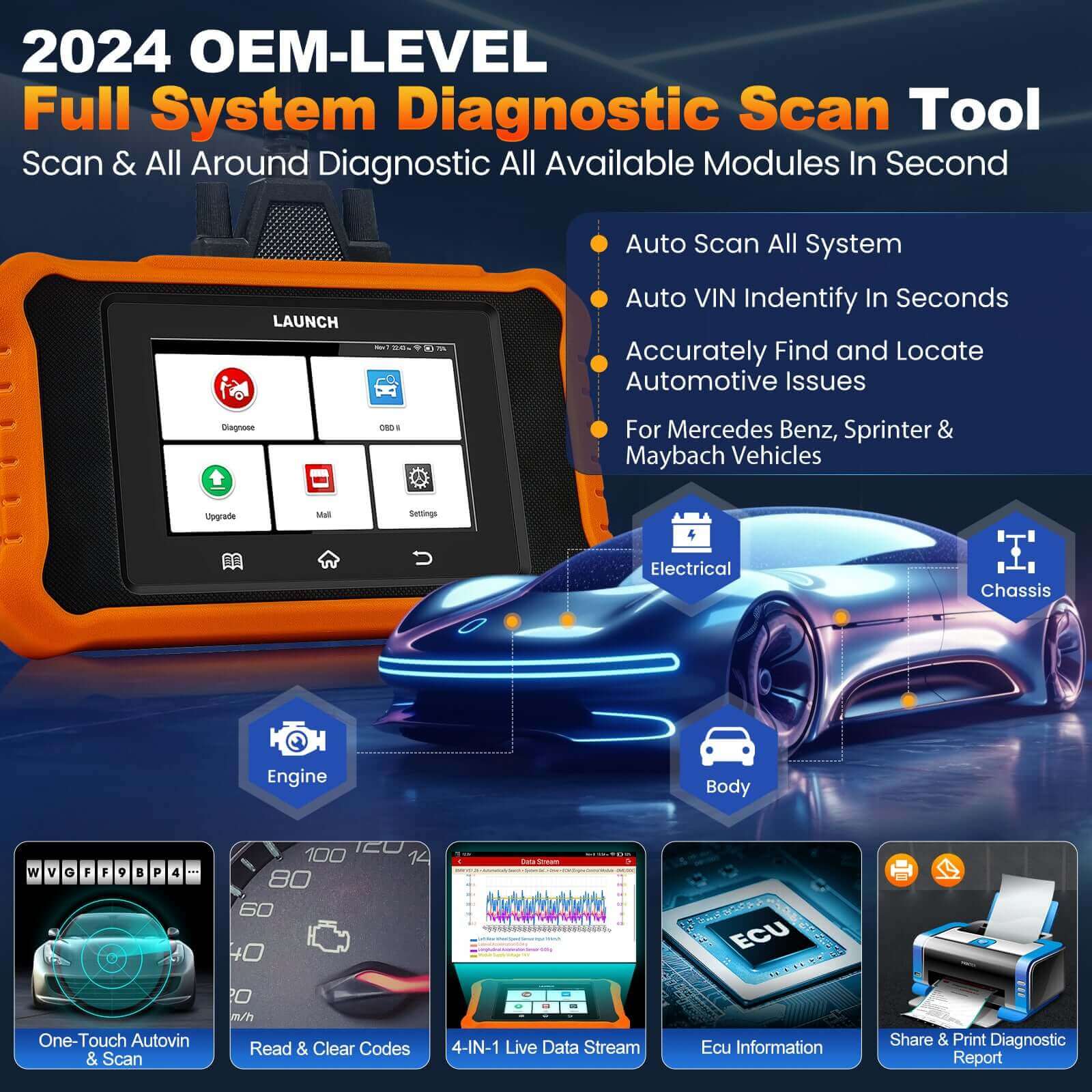 LAUNCH X431 Creader Elite 2.0 For BMW OBD2 Scanner Bi Directional Diagnostic Tool ABS DPF SRS Reset Code Reader(Support BMW, MINI, Rolls-Royce) - Image 5