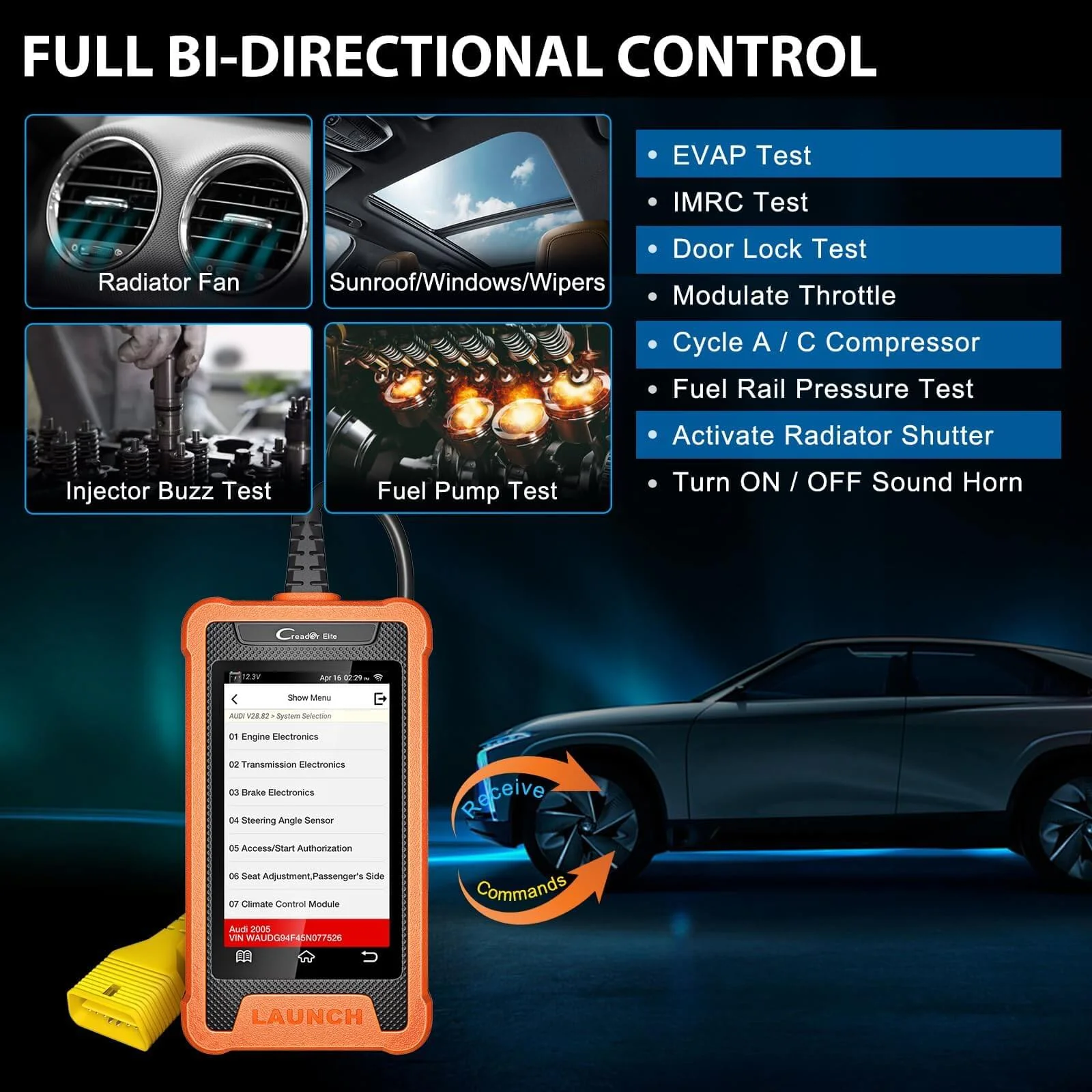 LAUNCH X431 Creader Elite For Ford Code Reader Bidirectional Diagnostic Tool Scanner(Support Lincoln, Ford China, Mazda) - Image 3