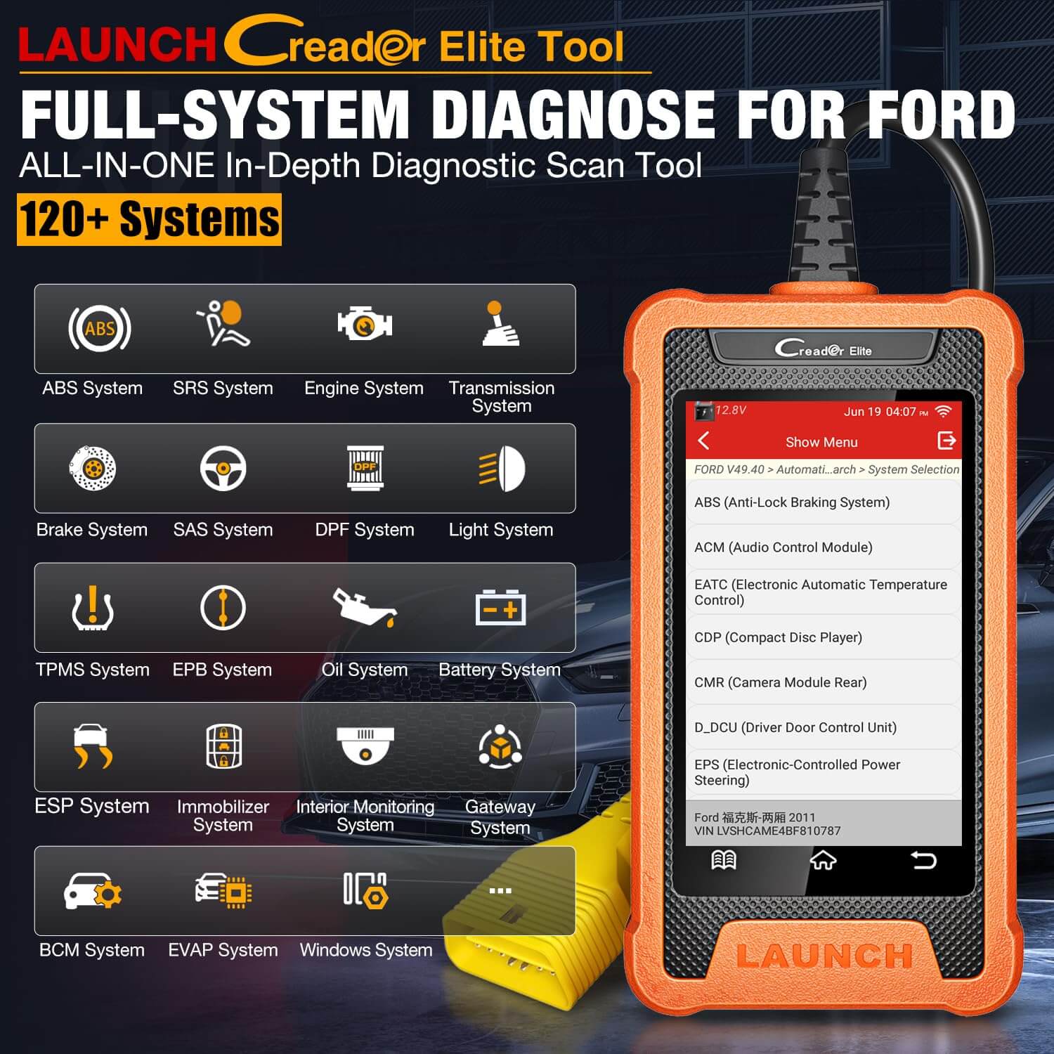 LAUNCH X431 Creader Elite For Ford Code Reader Bidirectional Diagnostic Tool Scanner(Support Lincoln, Ford China, Mazda) - Image 5