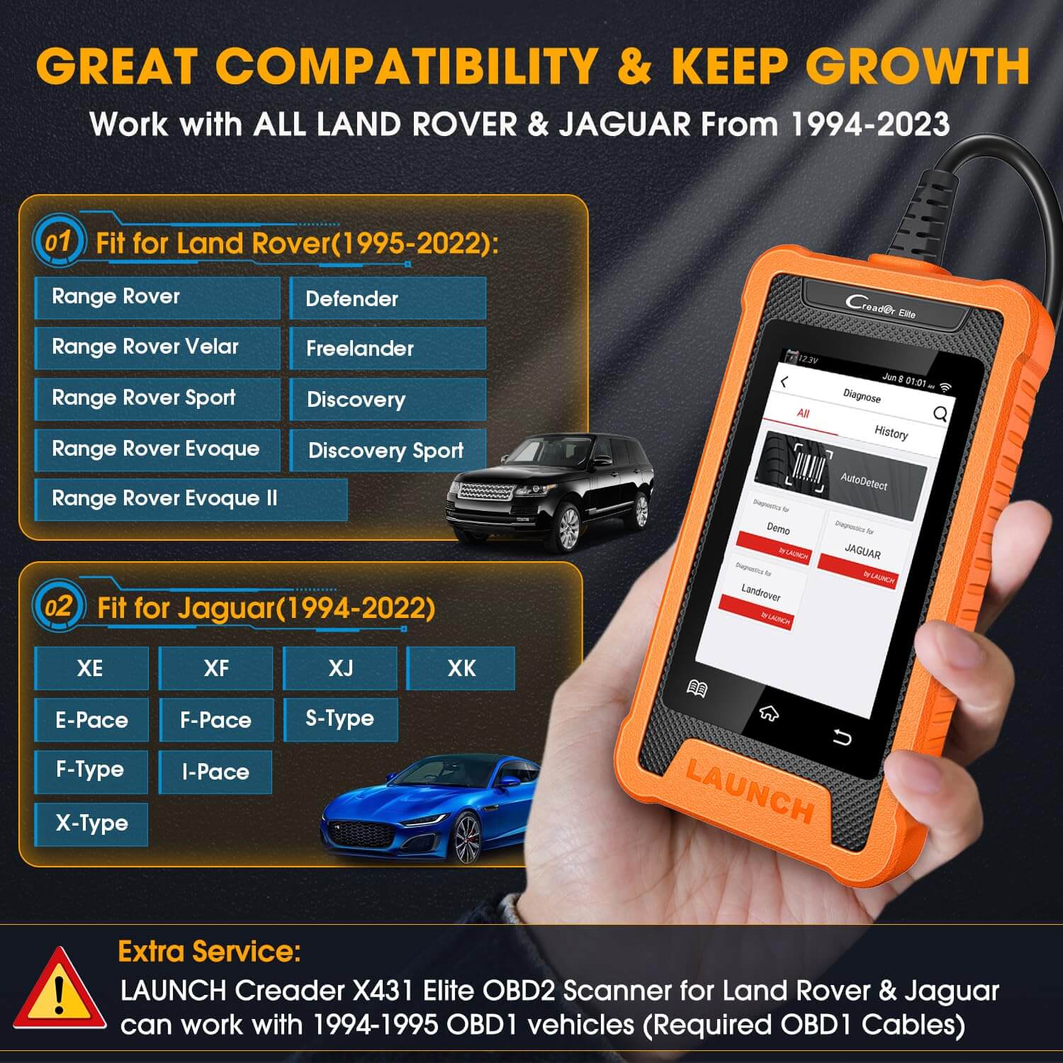 LAUNCH X431 Creader Elite For Land Rover Car OBD2 Scanner Bi directional Diagnostic Tool ALL System Code Reader(Support Land Rover, Jaguar) - Image 5