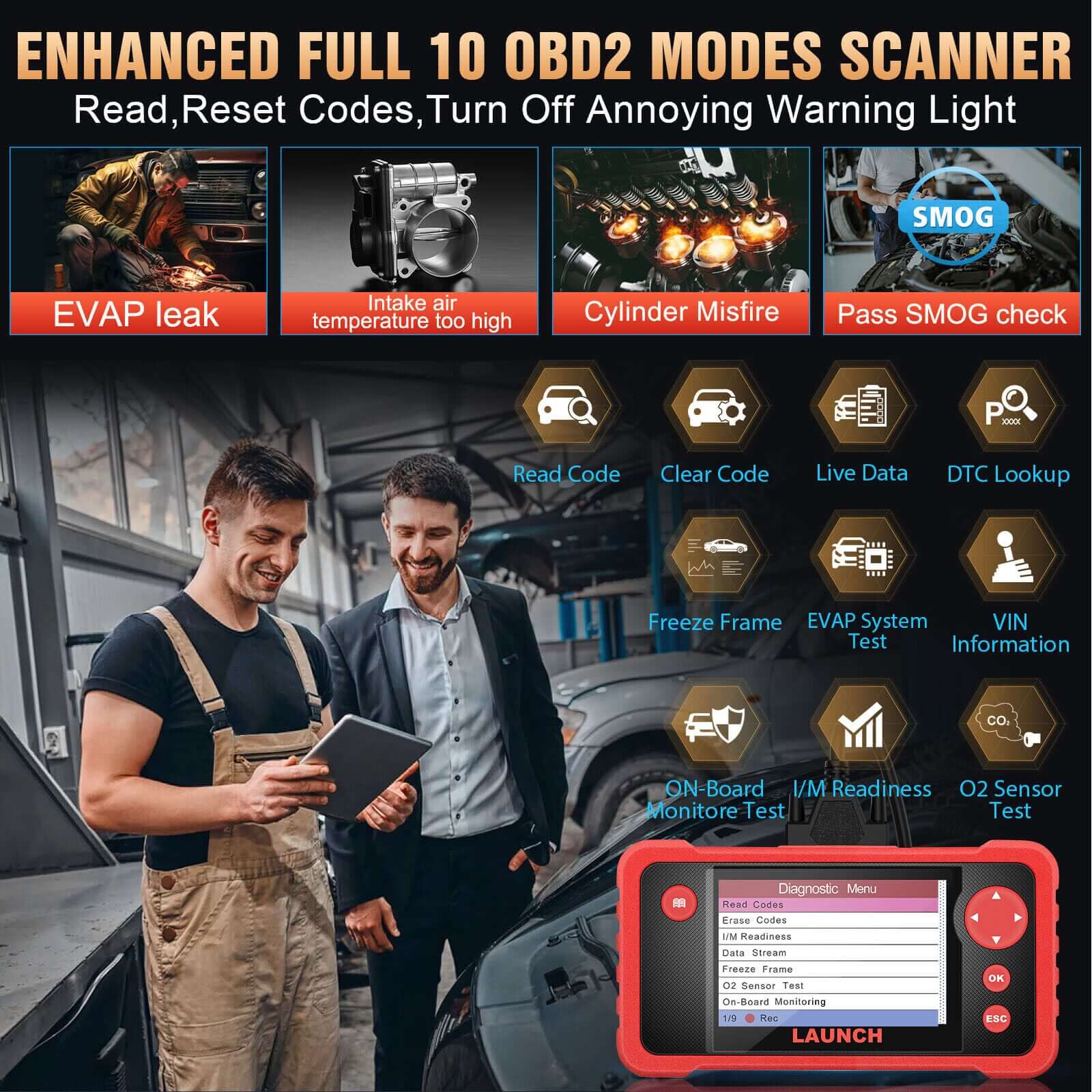 LAUNCH CRP123 V2.0 Plus OBD2 Scanner – 2025 New Diagnostic Tool for Full system diagnose with Oil Reset, Throttle & SAS Relearn, Lifetime Free Updates - Image 3