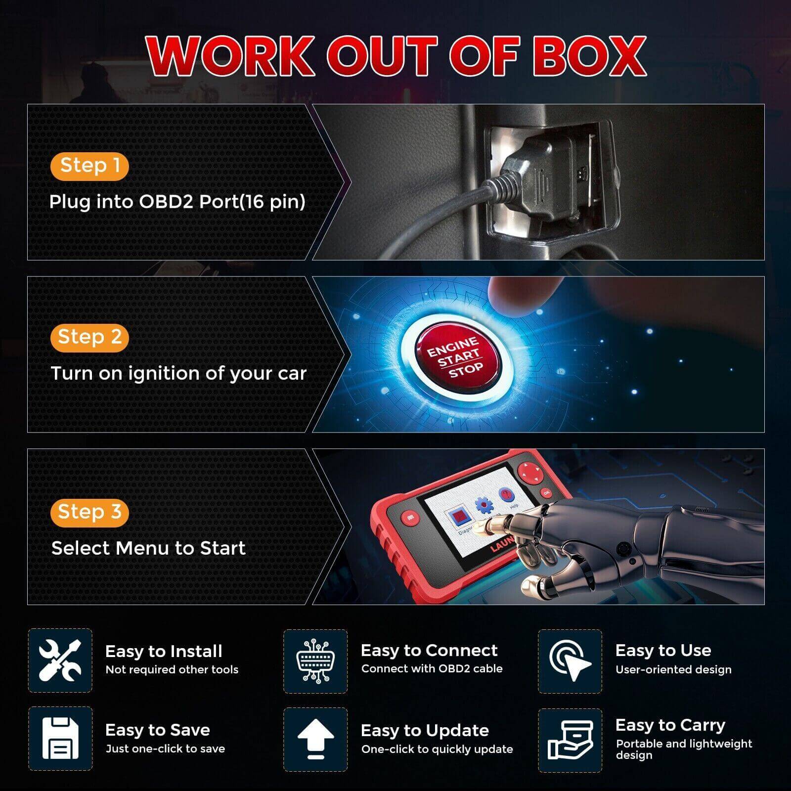2025 LAUNCH CRP123 V2.0 Elite OBD2 Scanner – Engine/ABS/SRS/Transmission Diagnostic Tool, Airbag Code Reader with 3 Reset Functions: Oil, Throttle Relearn, SAS, Lifetime Free Updates - Image 13