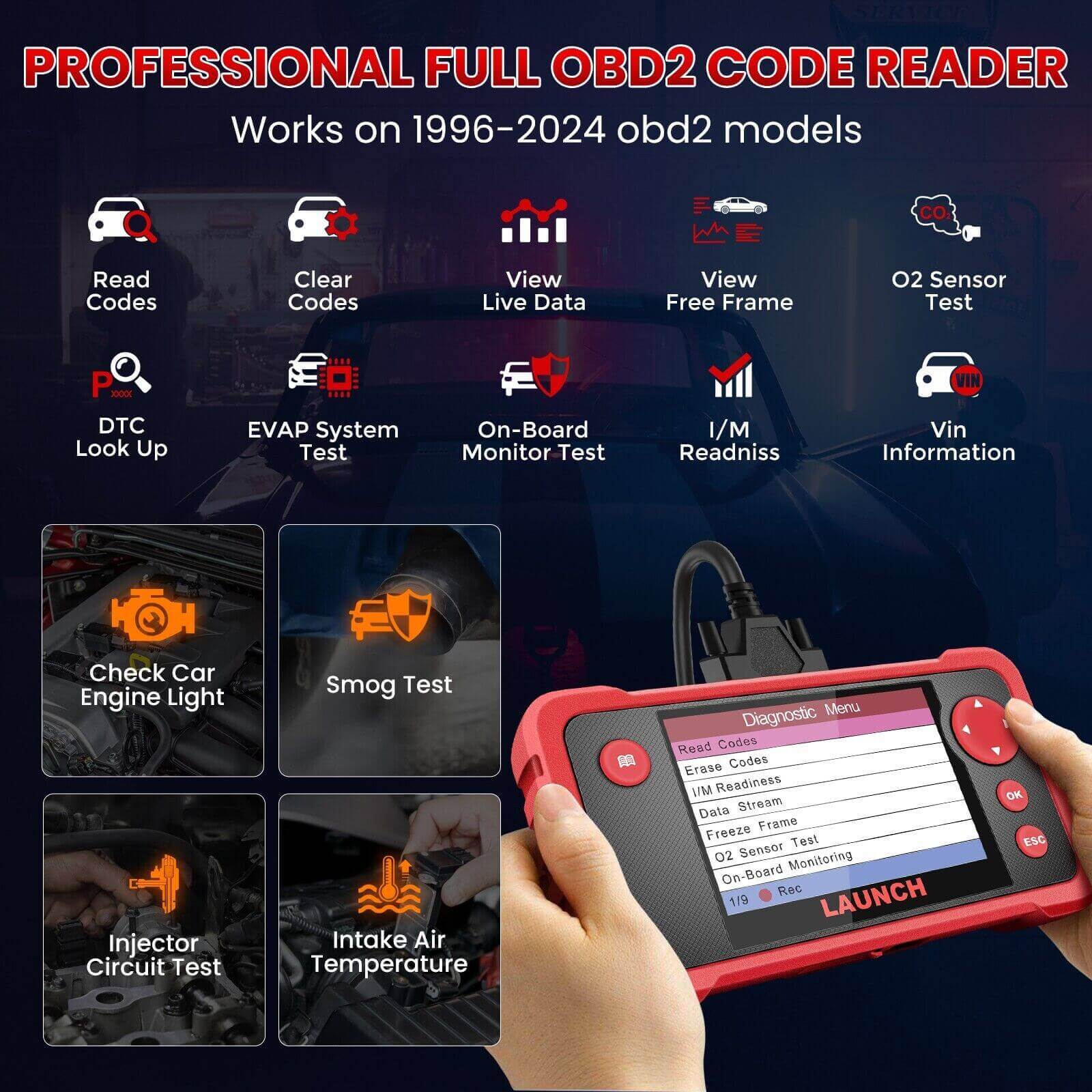 2025 LAUNCH CRP123 V2.0 Elite OBD2 Scanner – Engine/ABS/SRS/Transmission Diagnostic Tool, Airbag Code Reader with 3 Reset Functions: Oil, Throttle Relearn, SAS, Lifetime Free Updates - Image 7