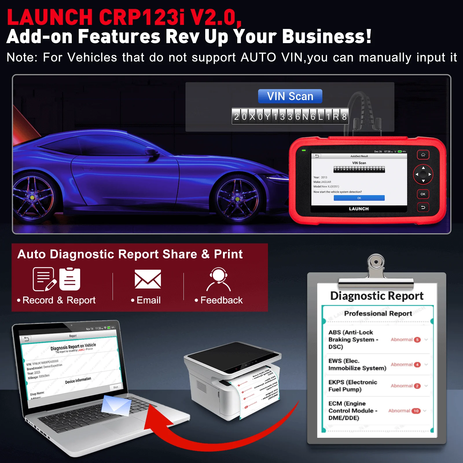 LAUNCH CRP123i V2.0 Elite OBD2 Scanner – Engine/ABS/SRS/Transmission Diagnostic Tool with 7 Reset Functions, Battery Test, FCA SGW, Free Lifetime Updates - Image 5