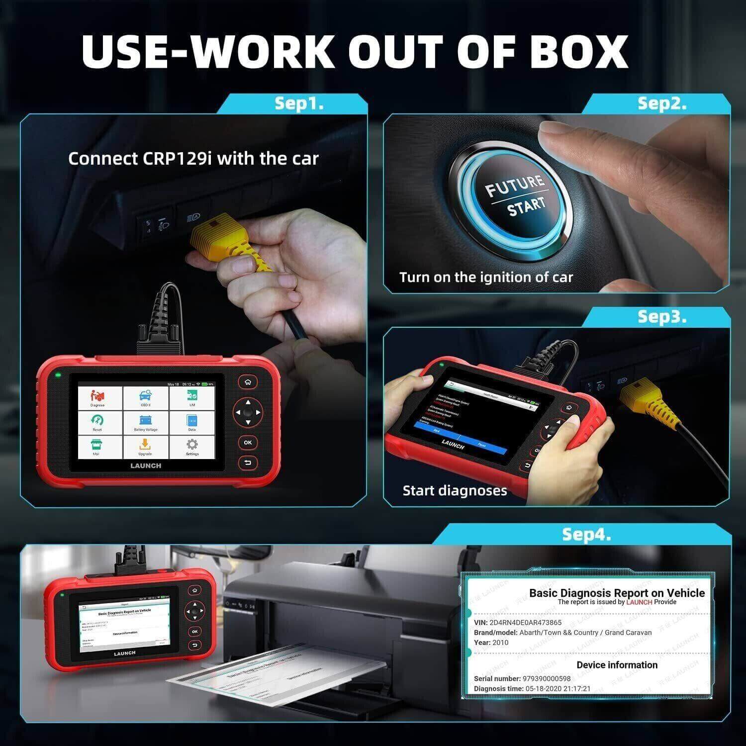 Launch CRP129i OBD2 Car Scanner Engine ABS SRS SAS TPMS EPB Diagnostic Tool - Image 6