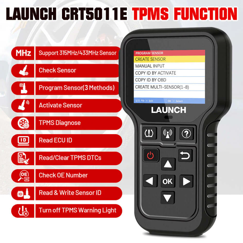 LAUNCH® CRT5011E TPMS Sensor Relearn and Program Tool - Image 4