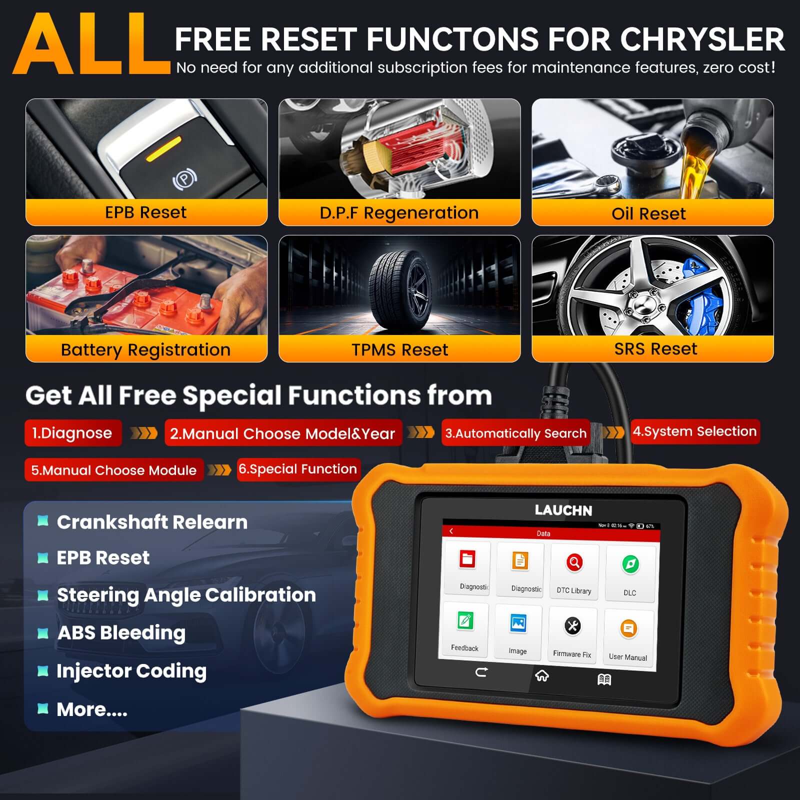 LAUNCH X431 Creader Elite 2.0 for CHRYSLER Bi directional Diagnostic Tool (Support Chrysler/Dodge/Jeep) - Image 2