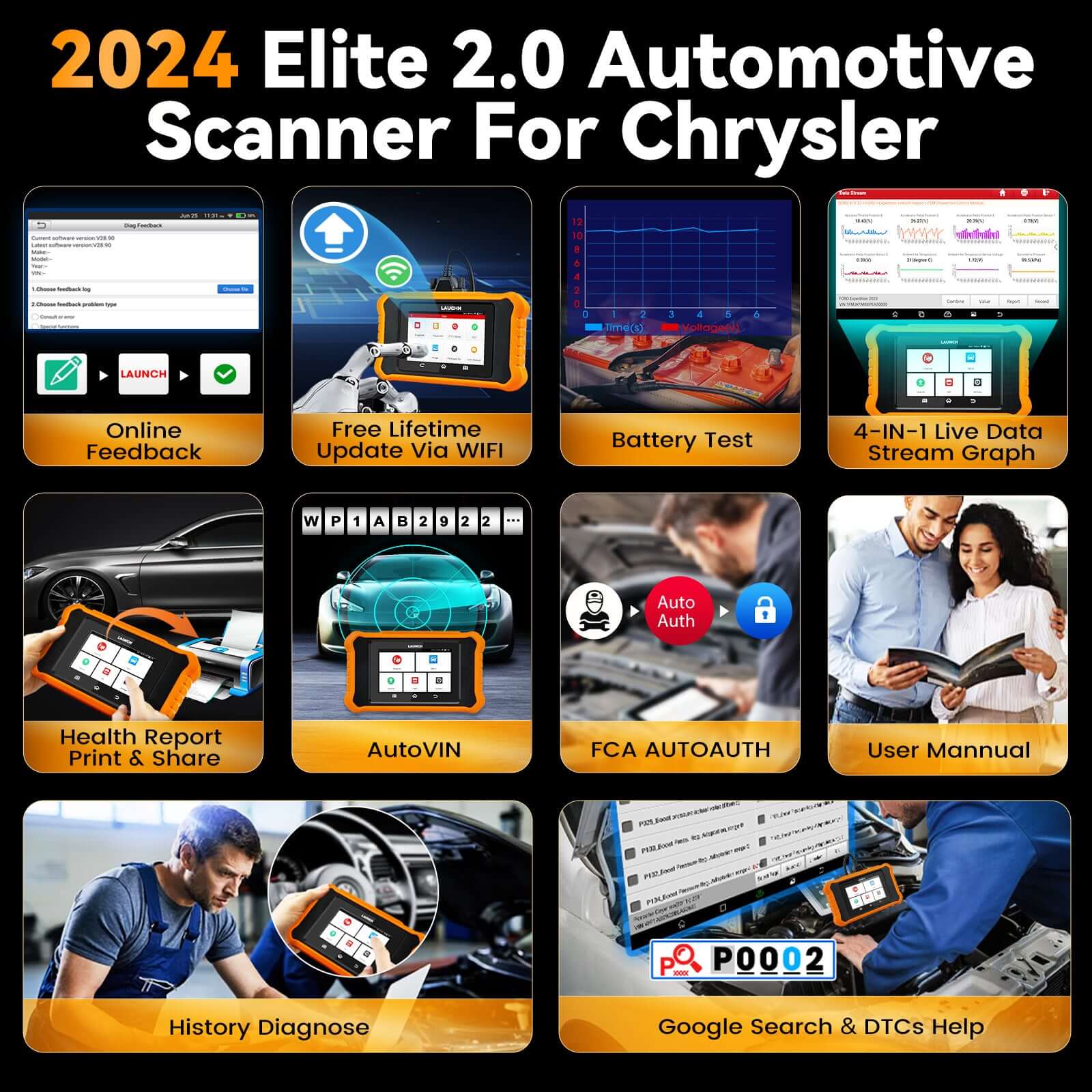 LAUNCH X431 Creader Elite 2.0 for CHRYSLER Bi directional Diagnostic Tool (Support Chrysler/Dodge/Jeep) - Image 5