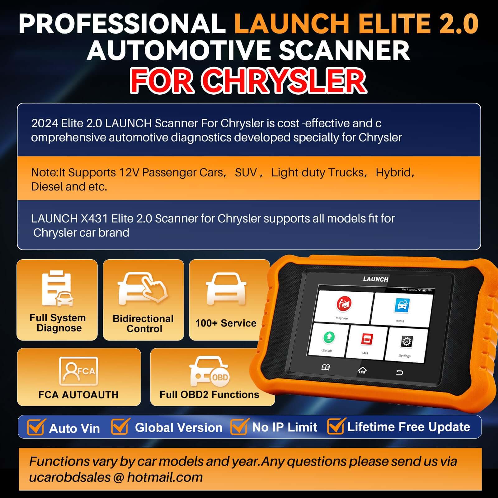 LAUNCH X431 Creader Elite 2.0 for CHRYSLER Bi directional Diagnostic Tool (Support Chrysler/Dodge/Jeep) - Image 6