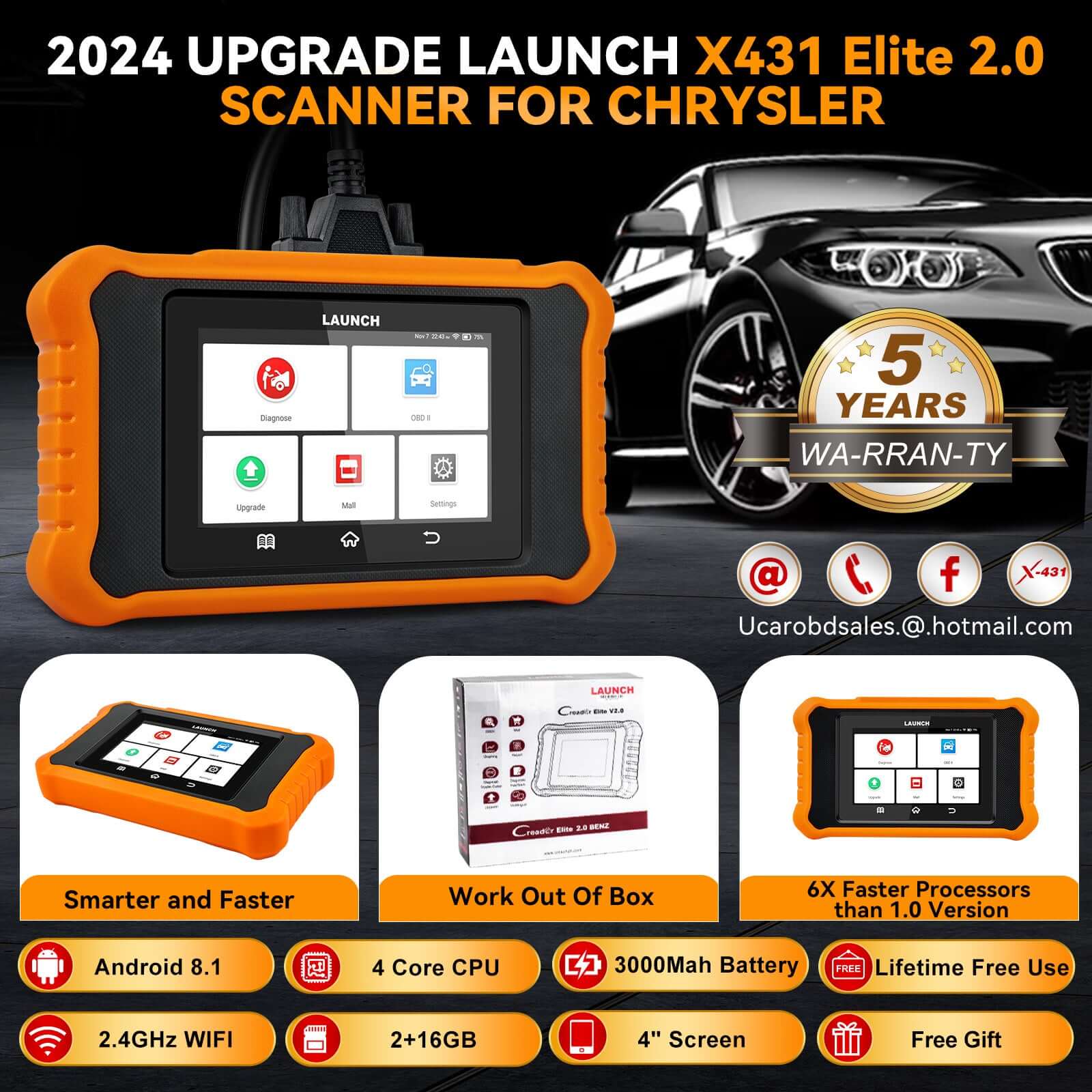 LAUNCH X431 Creader Elite 2.0 for CHRYSLER Bi directional Diagnostic Tool (Support Chrysler/Dodge/Jeep) - Image 7