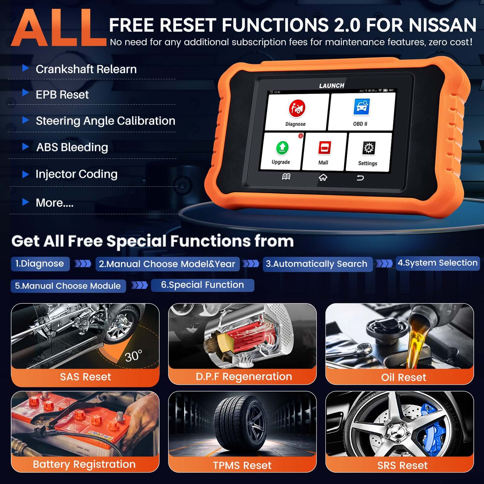 LAUNCH X431 Creader Elite 2.0 for NISSAN Bi directional Diagnostic Tool (Support Nissan/Infiniti/Nissan GTR/Kichen) - Image 6