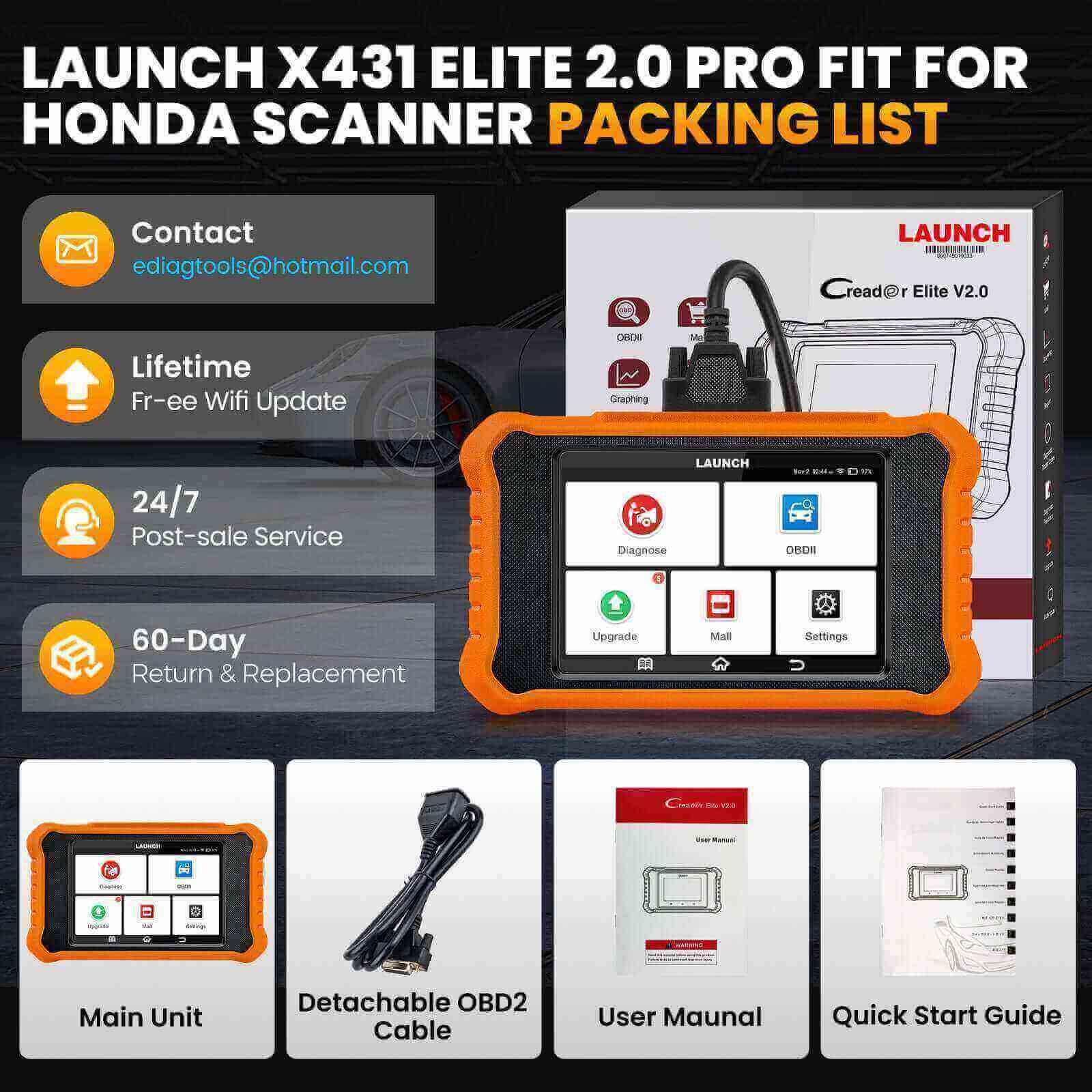 LAUNCH X431 Creader Elite 2.0 for Peugeot Bi directional Diagnostic Tool (Support Peugeot/Citroen) - Image 7