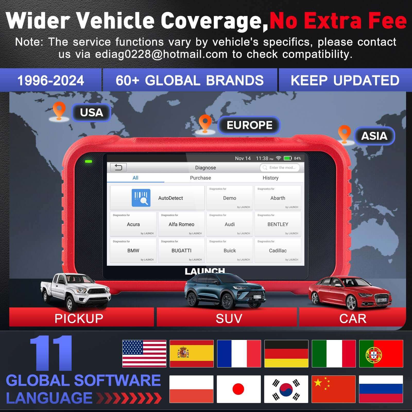 Upgraded LAUNCH CRP123E V2.0 OBD2 Scanner – Diagnostic Tool for Engine, ABS, SRS, Transmission with 7 Reset Functions: Oil, Throttle, SAS, BMS, EPB, DPF, ABS Bleeding, Battery Test, FCA SGW, Lifetime Free Updates - Image 6
