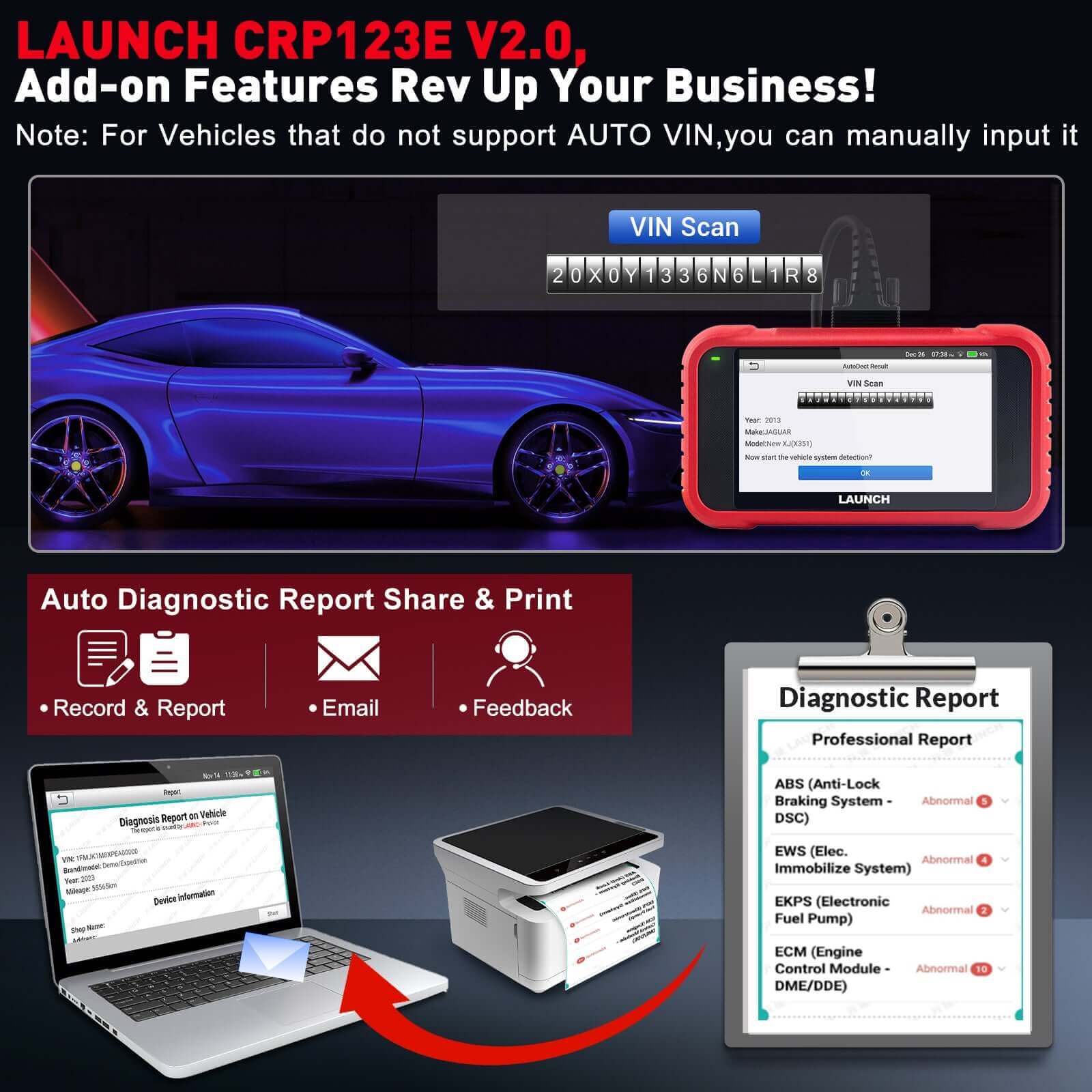 Upgraded LAUNCH CRP123E V2.0 OBD2 Scanner – Diagnostic Tool for Engine, ABS, SRS, Transmission with 7 Reset Functions: Oil, Throttle, SAS, BMS, EPB, DPF, ABS Bleeding, Battery Test, FCA SGW, Lifetime Free Updates - Image 9