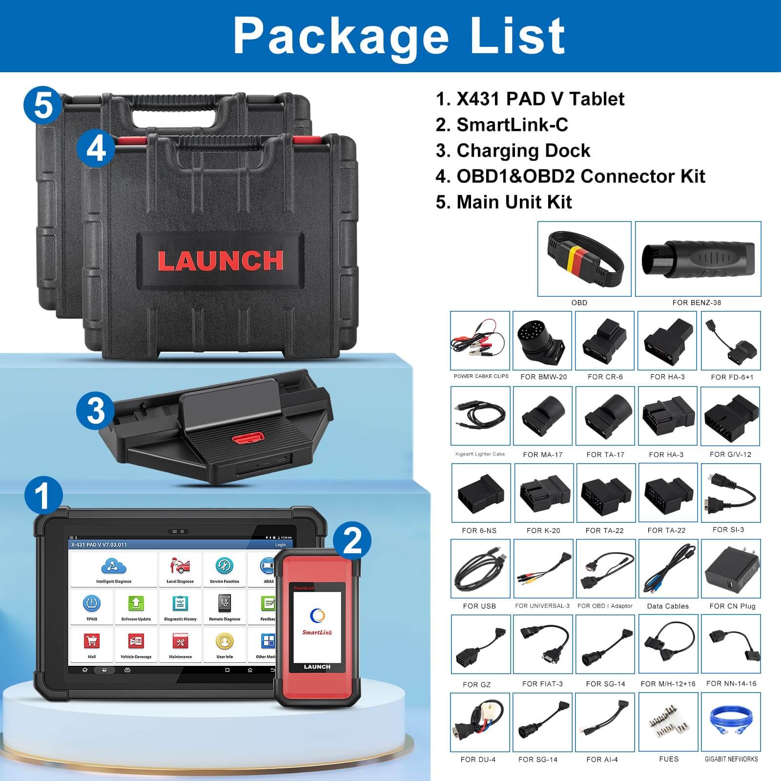 LAUNCH® X431 PAD V Elite Smartlink ECU Coding CAN-FD OBD2 Scanner - Image 7