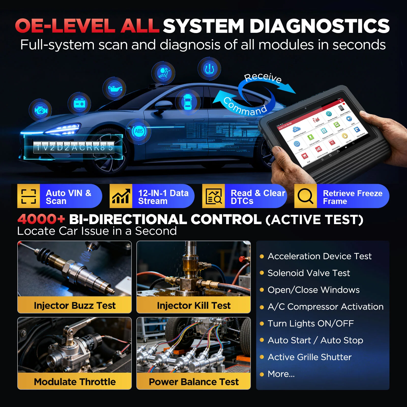LAUNCH X431 PRO V5.0 2024 Diagnostic Scan Tool with CANFD for 2024 Models Same as X431 V+, ECU Coding Active Test 37+ Resets OEM Full System OBD2 Scanner, AutoAuth for FCA SGW, 2 Years Free Update - Image 5