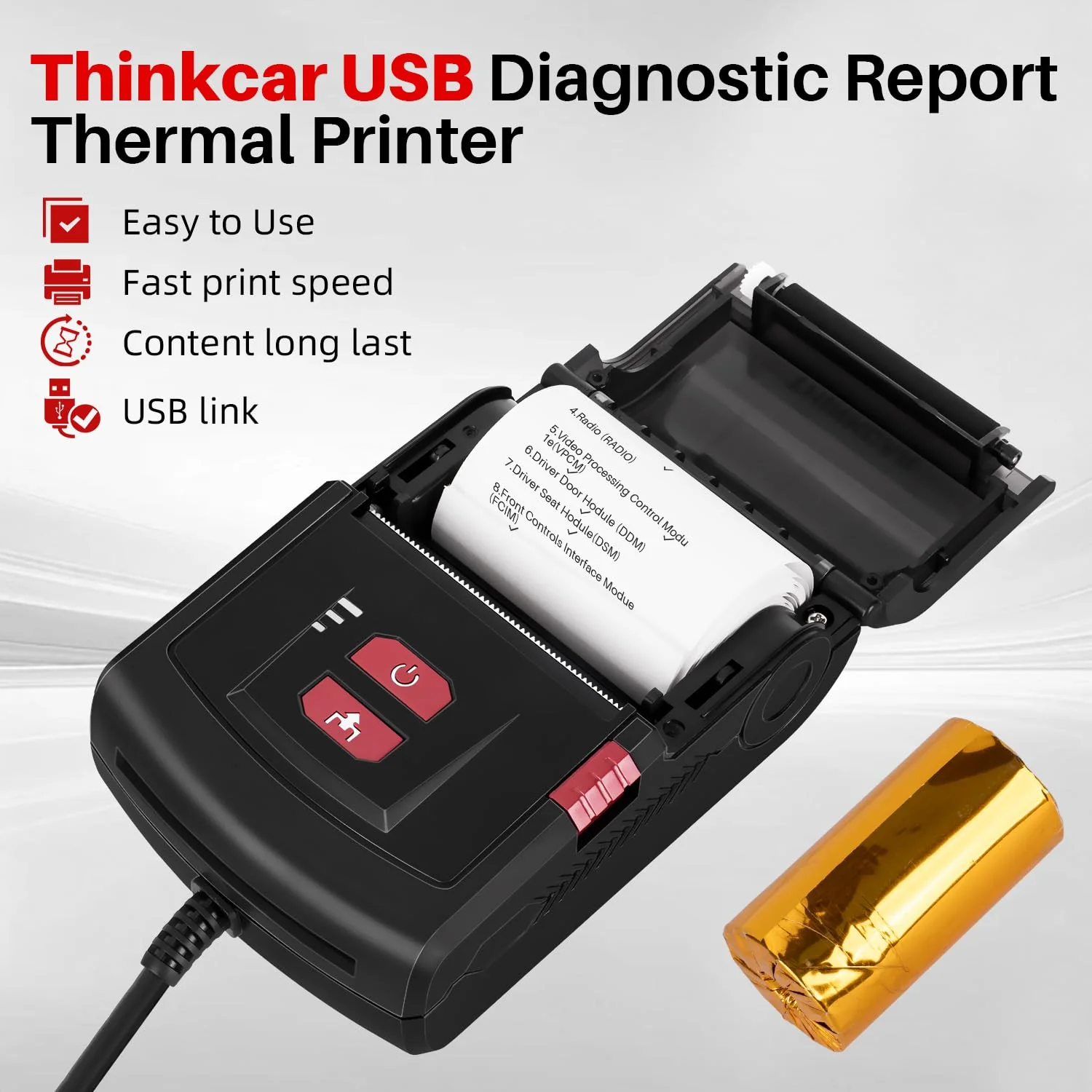 Thinkcar USB Printer for Thinktool & Kingbolen Tablet OBD2 Scanner – Plug and Play Diagnostic Report Printer with 1 Roll of Paper - Image 5